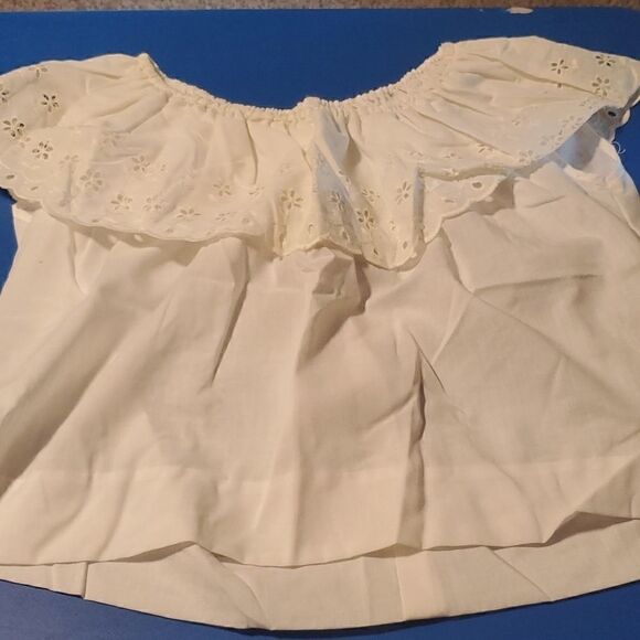 Vintage Rhoda Lee Ruffled Neck Sleeveless Shirt - Picture 1 of 3